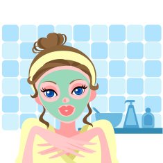 beautiful woman applying a facial mask