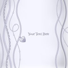 Assorted silver chains on light gray background with heart pendant