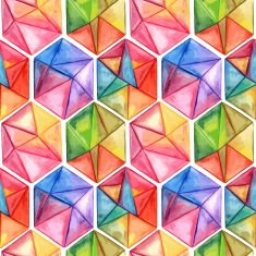 Vector Watercolor Geometric Seamless Pattern with Hexagons N2