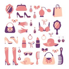 Woman accessories icon set N2