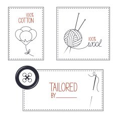 Tailor cotton and wool products emblems set