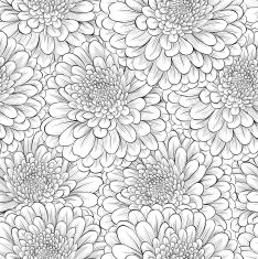 Beautiful seamless background with monochrome black and white flowers N4