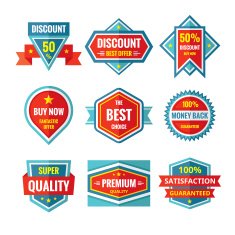 Sale and discount vector badges in flat style design