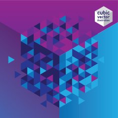 Abstract cube blue and purple design background