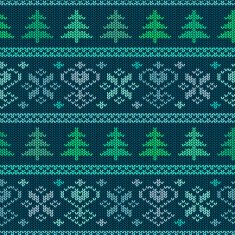 Seamless knitted pattern with trees and snowflakes N2