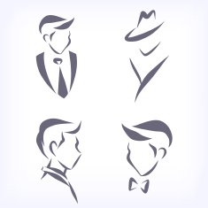 Collection of symbolic men faces