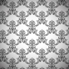 Elegant Stylized Black and White Royal Flower Pattern