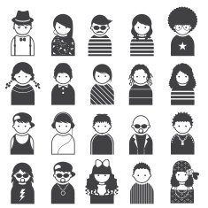 Various People Symbol Icons Teenager Set N2