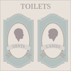 toilets vintage woman and man silhouette heads