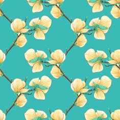 Beautiful seamless background with blooming magnolia tree branches N2