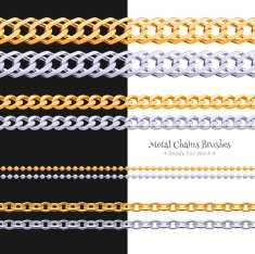 Set of chains metal brushes - golden and silver