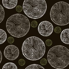 Abstract seamless vintage black round pattern