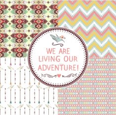 Set of seamless geometric pattern in aztec style