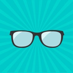 Glasses icon Sunburst background