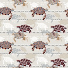 Retro creative background sea beach theme with turtle and fish