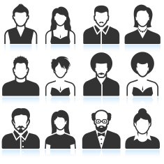 Man and Woman black & white vector icon set