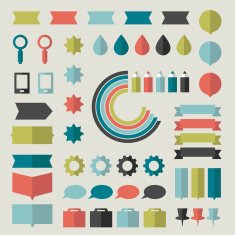 Collection of flat infographics elements N5