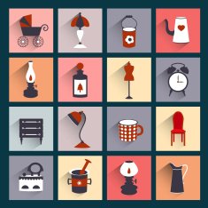 Retro style flat shadows icon Vector vintage design