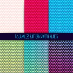 6 vector seamless patterns with hearts (easy tiling)