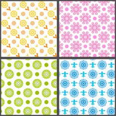 Spring abstract floral vector seamless patterns