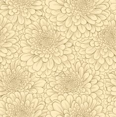 Beautiful seamless pattern with hand-drawn flowers in vintage colors N3