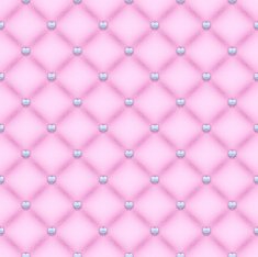 Seamless pink velvet quilted background with silver heart shaped pins