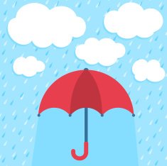 Vector illustration with umbrella and clouds N2