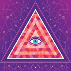 Geometric Vector Background - Abstract Pyramid Structure with Eye