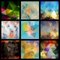 Abstract Triangle Geometrical Multicolored Background SET of 9 patterns N3