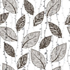Monochrome seamless pattern of abstract leaves N16