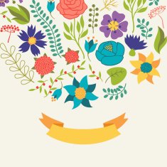 Romantic background of various flowers in retro style N9