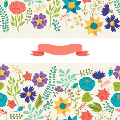Romantic seamless pattern of various flowers in retro style N4