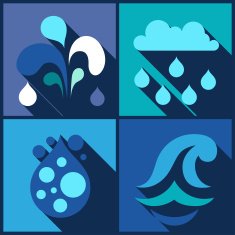Background with water icons in flat design style N2