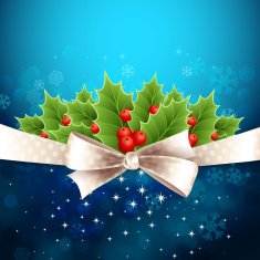 Vector christmas background with bow and holly