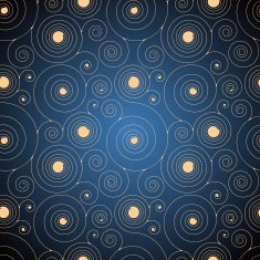 Gold on Blue Spiral Seamless Template