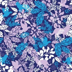 Animals in the forest silhouettes seamless pattern background