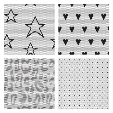 Set of black lace vector fabric seamless patterns