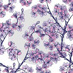 seamless pattern from blossoming Japanese cherry