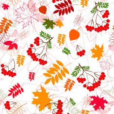 seamless leaf and rowanberrys pattern vector background N3