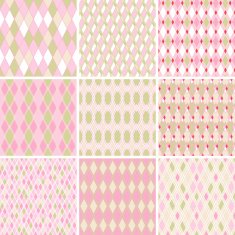 Seamless abstract retro pattern Set of 9 geometric texture
