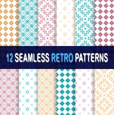 Set of 11 geometric retro seamless patterns