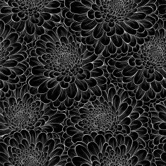 Beautiful seamless background with monochrome black and white flowers N6