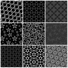 Collection of seamless black & white pattern N2