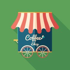 Coffee shop flat square icon with long shadows N2
