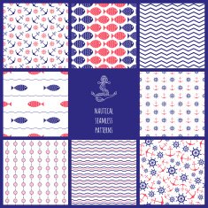 Set of eamless nautical patterns