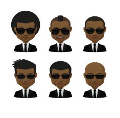Cartoon male with sunglasses avatar set N3