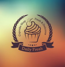 Cupcake food label over blurred background N9