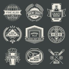 Retro design insignias logotypes home brewery set 1