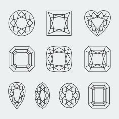 Vector diamond cuts icons set
