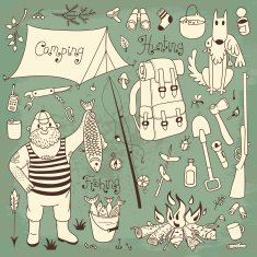 Fishing hunting camping set